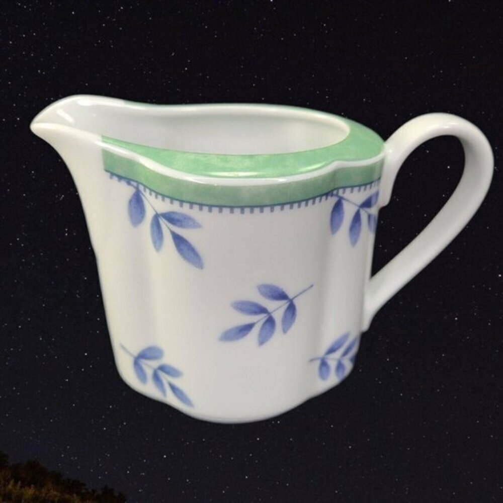 Villeroy and Boch Creamer Switch 3 Porcelain White Blue Leaf Green Band Germany